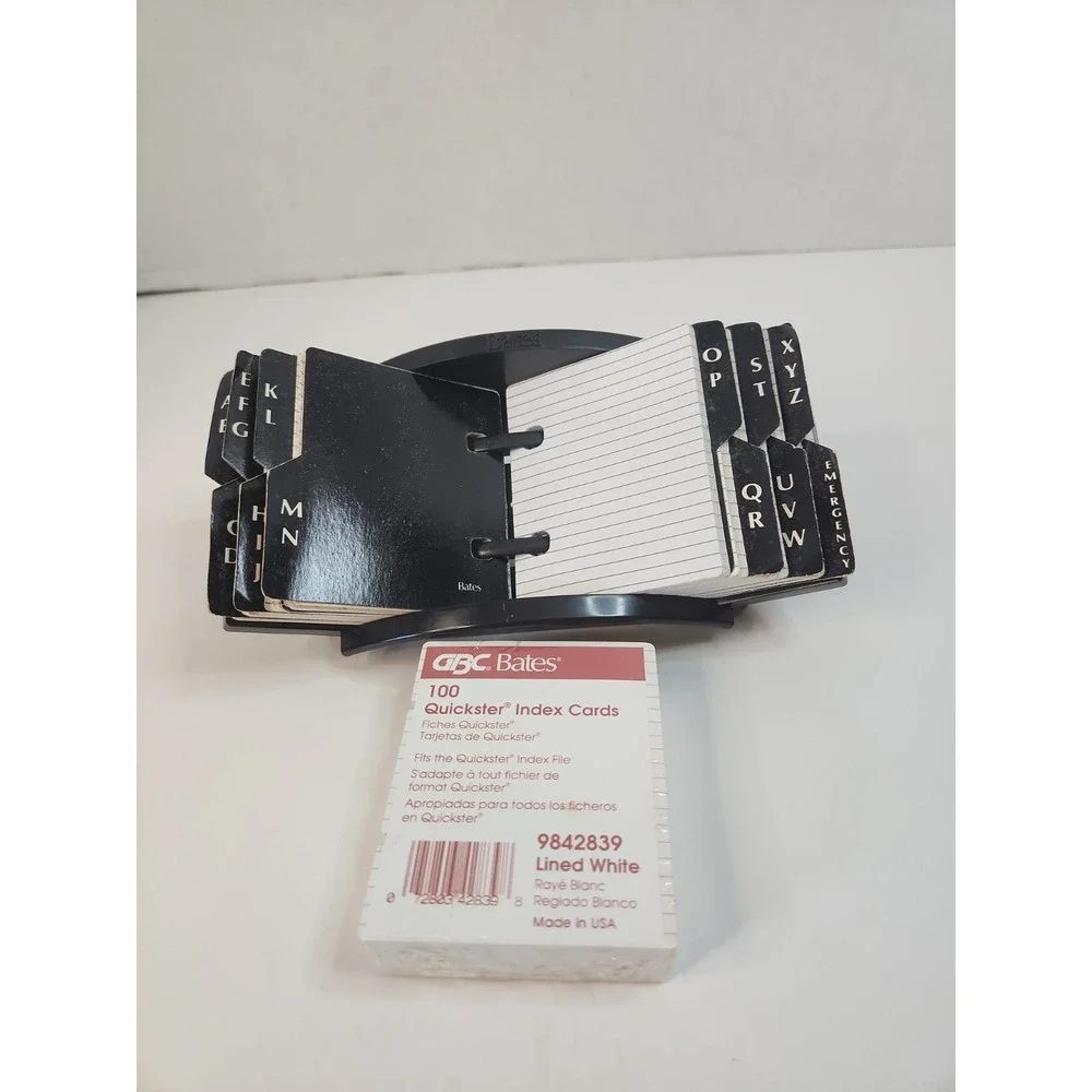 Retro 80s Bates Quickster Desk Telephone Index Address File & Sealed Refill Pack